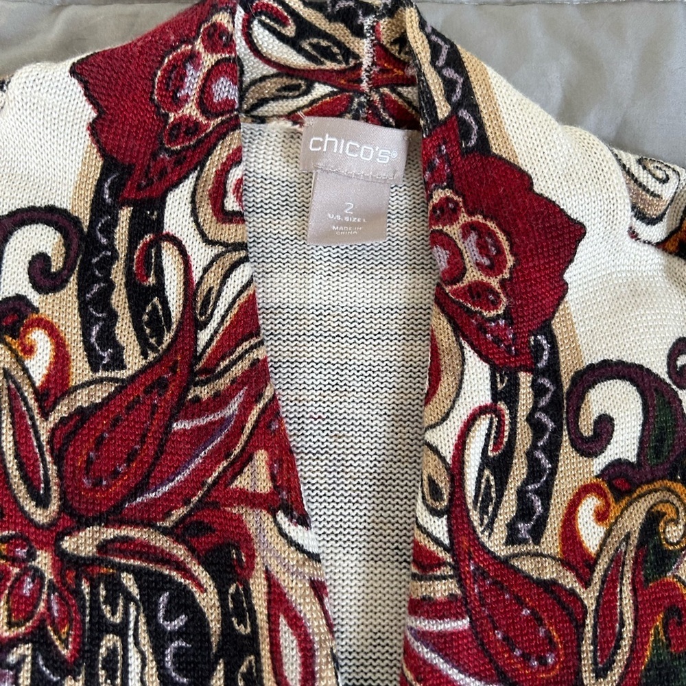 Chicos paisley cardigan and matching shell.